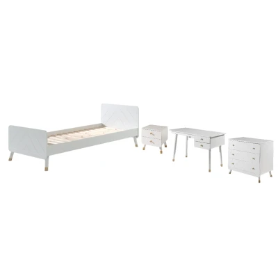 Afbeelding van Deze BILLY combinatie bestaat uit het witte bed (90x200cm), de nachtkastje, bureau en commode.