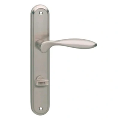 Afbeelding van Intersteel Deurkruk George op langschild met toilet /badkamersluiting 63/8 mm nikkel mat
