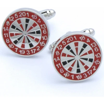 Afbeelding van Manchetknopen Dartbord Darten Dartsport Rood Zwart