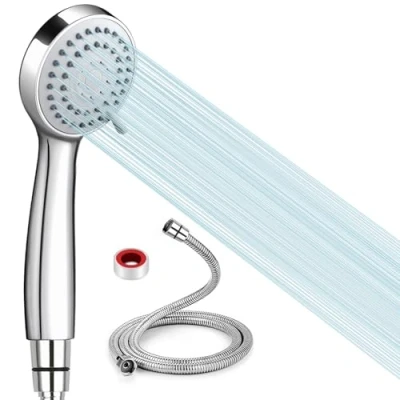Afbeelding van douchekop 3 straalsoorten Hoge druk met 1,5 m slang Waterbesparende Handdouche doucheslang en teflonband