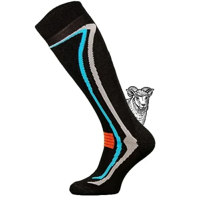 Afbeelding van Todo Skisokken, warm, 50% merinowol, voor heren en dames, ademend, thermisch, functionele sokken, wintersokken, 1 paar: zwart, 35 38 EU