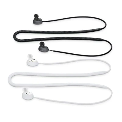 Afbeelding van kwmobile 2x oordopjes koord geschikt Voor Samsung Galaxy Buds 2 draadloze oordoppen tegen verlies In mat wit / zwart