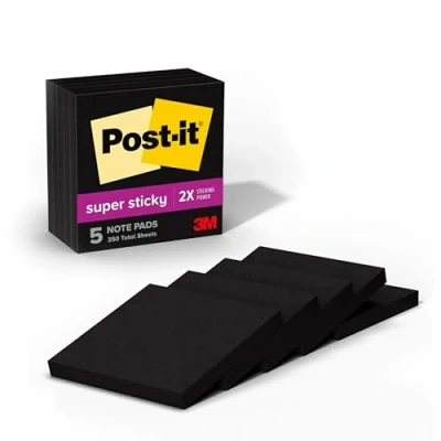 Afbeelding van Post it Super Sticky Notes, losse vellen, 7,6 x cm, 300 zwart