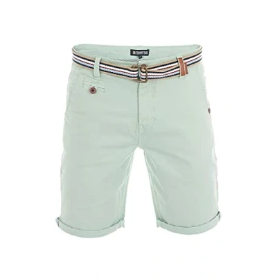 Afbeelding van Riverso RIVKlaas Shorts/korte broek/bermuda voor heren; normale pasvorm; met riem; de zomer; 98% katoen; keuze uit diverse kleuren en maten, Middle Green (12300), 32