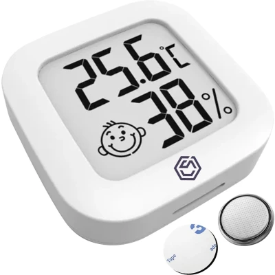 Afbeelding van Ease Electronicz Hygrometer wit Luchtvochtigheidsmeter Thermometer binnen Incl. Batterij en plakstrip
