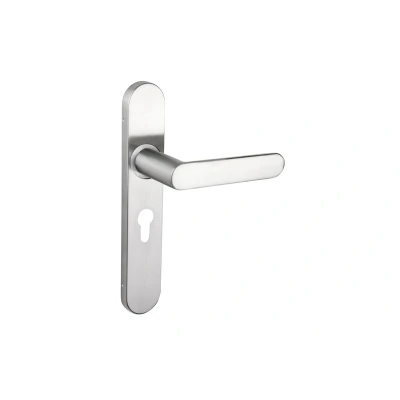 Afbeelding van Lavuzo deurkruk Novara RVS met afgerond schild PC55 Per set