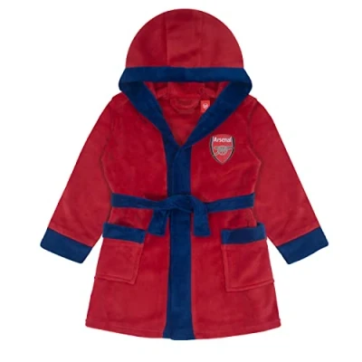 Afbeelding van Arsenal FC babybadjas met fleecevoering en capuchon, officieel product, Rood, 6 12 maanden