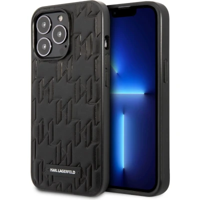 Afbeelding van Karl Lagerfeld Monogram Plaque Back Case Geschikt voor Apple iPhone 13 Pro Max (6.7&quot;) Zwart