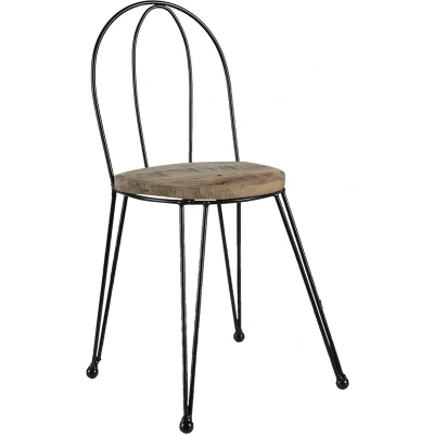 Afbeelding van Clayre &amp; Eef Plantentafeltje Stoel 23x22x45 cm Bruin Hout Ijzer Plantenstandaard