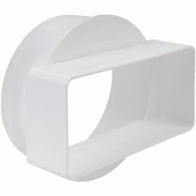 Afbeelding van 110 x 55 mm / 11 5,5 cm verkort. Rechthoekige platte kanaalverbinding voor ronde buizen, diameter 100 mm, ventilatiesysteem, verwarmen, koelen ventilatieelement beperkte ruimtes.