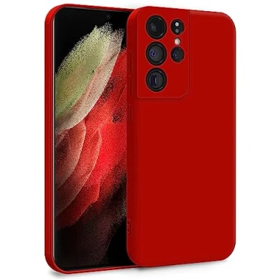 Afbeelding van MyGadget Beschermhoesje voor Samsung Galaxy S21 Ultra beschermhoes van zachte siliconen met dubbele laag Case camerabescherming en krasbestendige binnenvoering rood