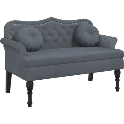 Afbeelding van vidaXL Bankje met kussens 120,5x65x75 cm fluweel donkergrijs