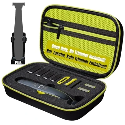 Afbeelding van Woollo Tas compatibel met Philips OneBlade Face + Body QP2630 QP2620 QP2530 QP2520 draagbare harde reiskoffer, etui, hoes, GreenZipper aan de buitenkant