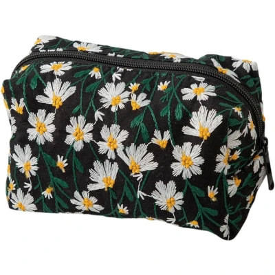 Afbeelding van Toilettas voor dames grote make uptas met ritssluiting bloemenpatroon