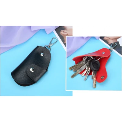 Afbeelding van Sleutelbos Organizer Luxe Leren Sleutel Sleutelhanger Eco Leer sleutelmapje Key Keychain Holder Karabijnhaak Sleutelhouder Sleuteletui Heren Karabijnsluiting opberger Dames Hanger Zwart