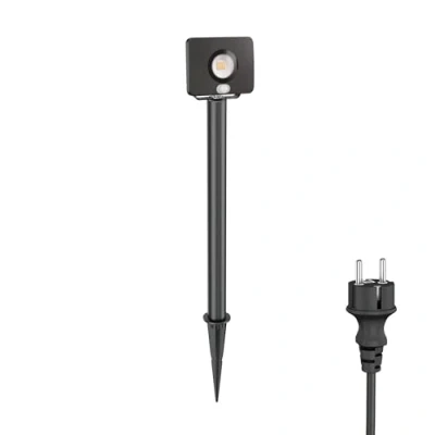 Afbeelding van ledscom.de LED tuinspot Wega met grondspies en 40cm voet voor buiten bewegingsmelder, zwart, 11.32W, 880lm, wit