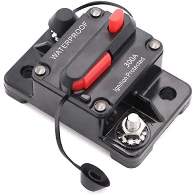 Afbeelding van Mottdam 300A AMP auto stroomonderbreker 12V 48V DC waterdichte audio inline met handmatige reset zekeringhouder omvormer voor en marineboot (300A)