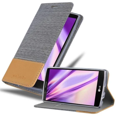 Afbeelding van Cadorabo Hoesje geschikt voor LG G4 / PLUS in LICHTGRIJS BRUIN Beschermhoes met magnetische sluiting, standfunctie en kaartvakje Book Case Cover Etui