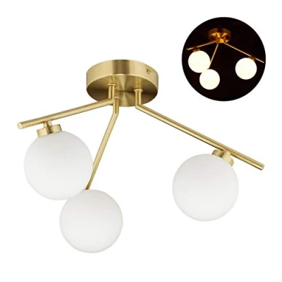 Afbeelding van Relaxdays plafondlamp 3 lichts metaal eettafel lamp voor woon en slaapkamer G3