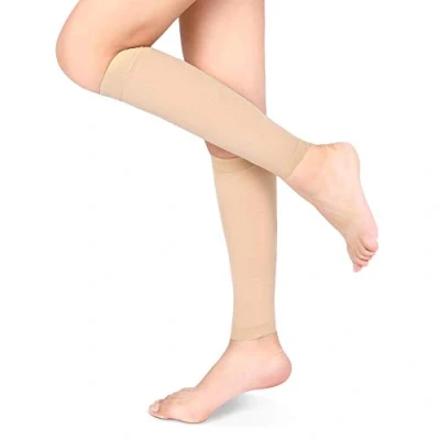 Afbeelding van Yosoo Kuitcompressiekousen, medische voetloze compressiesokken, scheenspalken beenbrace 20 30 mmHg met gegradueerde druk voor zwelling van spataderen en kalf (beige), Beige XL