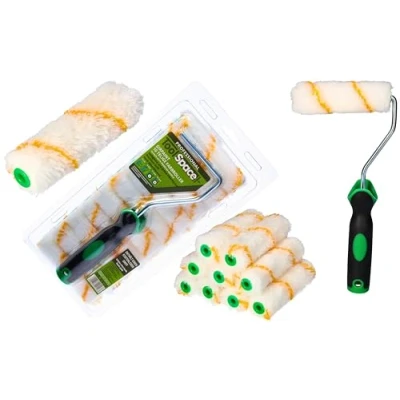 Afbeelding van ToolSpace 10x Verfroller Polyacryl 11 cm Lakrollen met Rubberen Handgreep, Rollerkwast voor Verfwerkzaamheden en Renovatie, Perfecte verfapplicatie, robuust, Ergonomisch Handvat, Schilderijrollenset