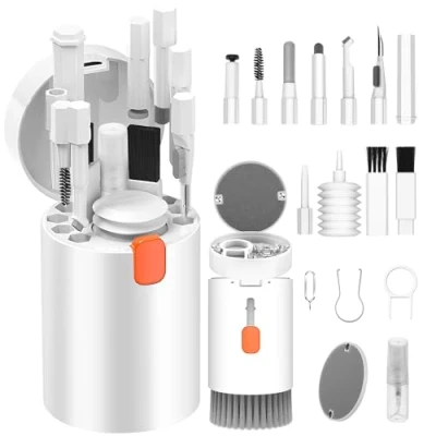 Afbeelding van VICHYIE 20 in 1 toetsenbord reinigingsset met borstel, hoofdtelefoonreinigingsset voor AirPods 1/2/3/Pro, pc reinigingsset, accessoires laptop, mobiele telefoons, toetsenbord, oordopjes, camera