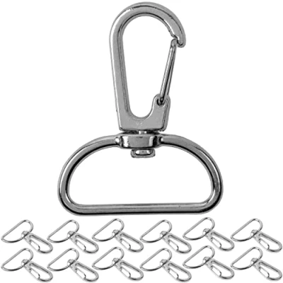 Afbeelding van karabijnhaak met draaislot, 12 stuks, 25 mm D ring karabijnhaak, zak 360 draaibare oogring, metalen riemgesp haak voor handwerk, schouderriem sluiting