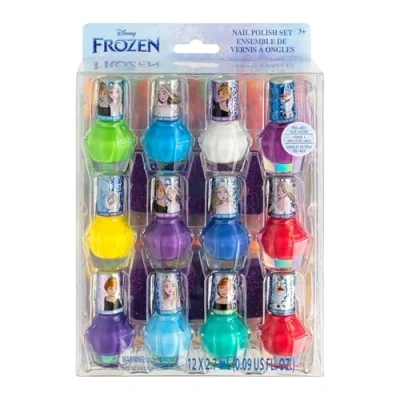 Afbeelding van Disney Frozen Townley Girl Niet giftige Peel Off Water Based Natural Safe Quick Dry Nail Polish Gift Kit Set voor kinderen Meisjes Met Bonus Nagel Separators, 12 stuks (alle effen kleuren)