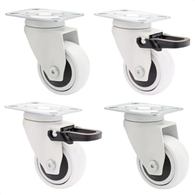 Afbeelding van WAGNER Design 3C zwenkwielen/apparaatwielen/meubelwielen 4 delig set wit, softloopvlak, diameter Ø 50 mm, 2 wielen zonder en met vergrendeling, kogellagers, draagvermogen kg/rol 0225104
