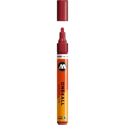 Afbeelding van Molotow ONE4ALL 4mm Acryl Marker Bordeaux Rood Geschikt voor vele oppervlaktes zoals canvas, hout, steen, keramiek, plastic, glas, papier, leer...