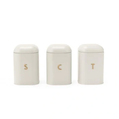 Afbeelding van Salter BW13729OEU7 Pebble Tea Coffee Sugar Canister Set Opbergblikken voor aanrecht, keuken werkbladcontainers droge goederen, koolstofstaal gelabelde canisters, poedergecoate caddies,