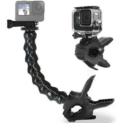 Afbeelding van FiTSTILL Jaws Flex klemhouder met verstelbare zwanenhals, 8 secties, compatibel Go Pro Hero 13/12/11/10/9/8/7/6/5/4//Session/3+/Max, DJI Action 4/3 camera&#039;s