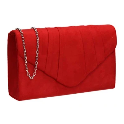 Afbeelding van SwankySwans Vrouwen Iggy Suede Velvet Envelop Party Prom Clutch Bag Clutch, Rood (Rood)