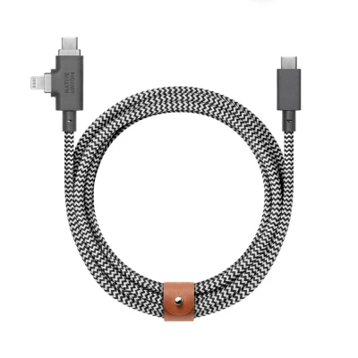 Afbeelding van Native Union Belt Cable Duo Pro 240W USB C to C/Lightning 2.4m Zebra