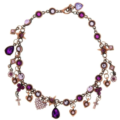 Afbeelding van Behave Rosé kleurige ketting met paarse hangers