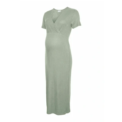 Afbeelding van Mama.licious Mltrinity Tess Ss JRS midi jurk voor dames, 2F Noos, desert sage, XS