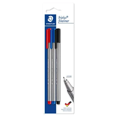Afbeelding van STAEDTLER 334 S BK3 Fineliner triplus gesorteerd, 3 stuks, driehoekig, 0,3 mm, blisterkaart