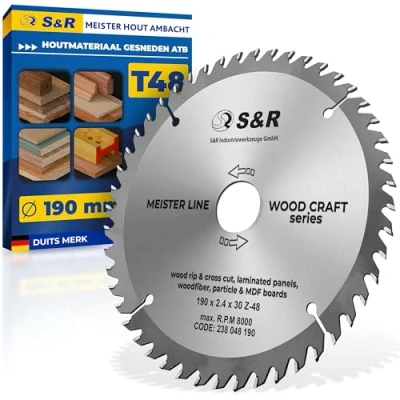 Afbeelding van S&amp;R Cirkelzaagblad, 190 x 30 2,4 mm, 48 tanden, houtsnede