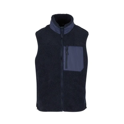 Afbeelding van Urban Classics herenvest sherpa Vest, met hoge kraag, voorvak ritssluiting, stof, Donkerblauw, 4XL