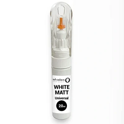 Afbeelding van SD COLORS TOUCH UP PAINT PEN UNIVERSEEL MAT WIT 20ml voor reparatie auto&#039;s, metaal, hout, kunststof, ramen, kozijnen, deuren, poorten