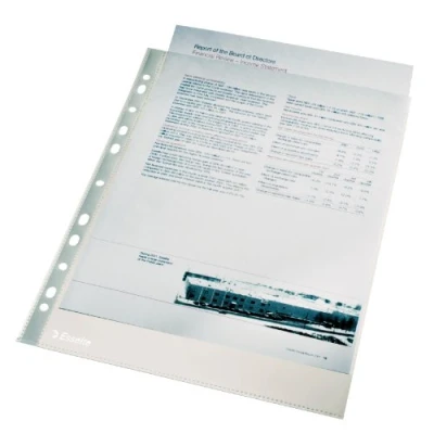 Afbeelding van Esselte Geponste zakken A4 Glad 11/100 Polypropyleen Doos van 100 Clear