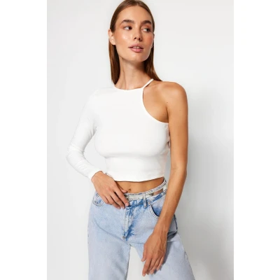Afbeelding van Trendyol Zwarte Geribbelde, Aansluitende Ronde Hals, Elastische Gebreide Blouse Met Enkele Mouw Twoss22Bz0214