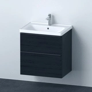Afbeelding van Duravit D Neo badkamermeubelset onderkast 65x20x48cm 2 laden softclose incl. wastafel zwart eiken mat Minimalistisch design