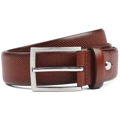 Afbeelding van Suitable Riem Structuur Leer Cognac maat 95 Heren Herenkleding Herenriem