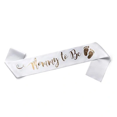 Afbeelding van OLILLY Mommy to Be sjaal voor babyshower witte en gouden (Mommy Be)
