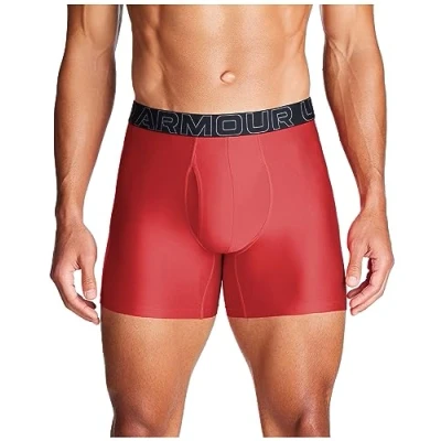 Afbeelding van Under Armour Heren Standard Tech 6&quot; Boxerjock, Multipack, Rood Heather Solid 3 Pack, Medium, M