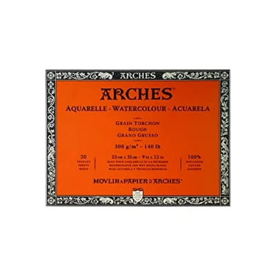 Afbeelding van Arches 1795085 aquarelpapier in blok (23 x 31 cm, 4 zijdig gelijmd, 300 g/m² grove korrel) 20 vellen natuurlijk wit