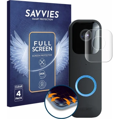 Afbeelding van Savvies Screenprotector voor Blink Video Doorbell Folie Beschermfolie transparant volledig dekking (4 Stuks)