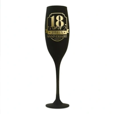 Afbeelding van STC Champagneglas voor 18 jaar, zwart en goudkleurig