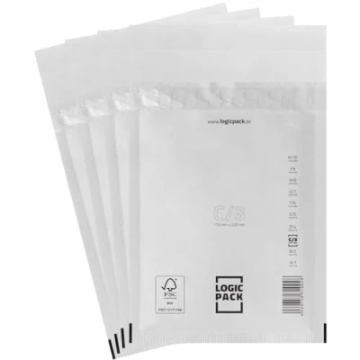 Afbeelding van LOGIC PACK 50 Zelfklevende Enveloppen met luchtkussenfolie C3 170 x 225 mm Wit, Verzendzakken Bubble, Luchtkussenzakken voor DIN A5